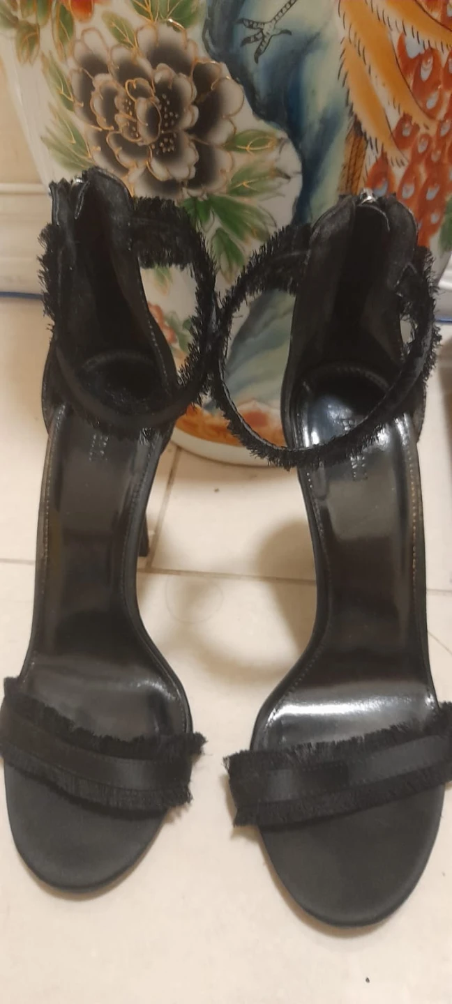 Black Heeled Sandals with Fringe - photo 3
