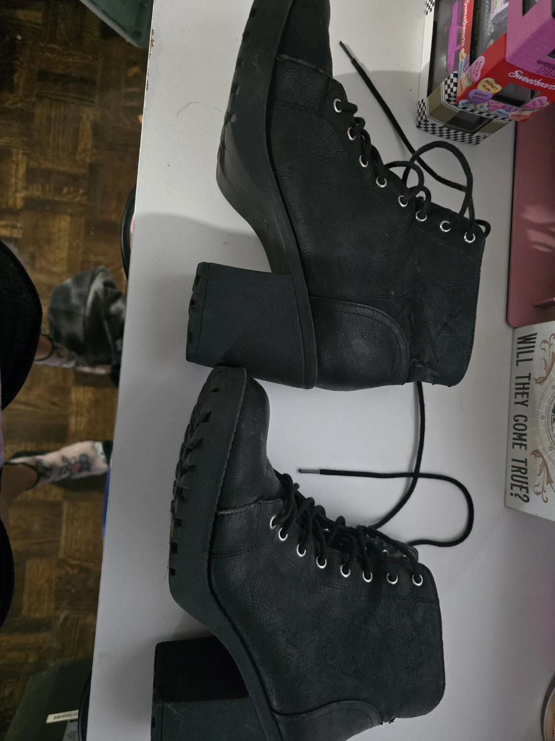Black Lace-Up Heeled Boots - photo 2