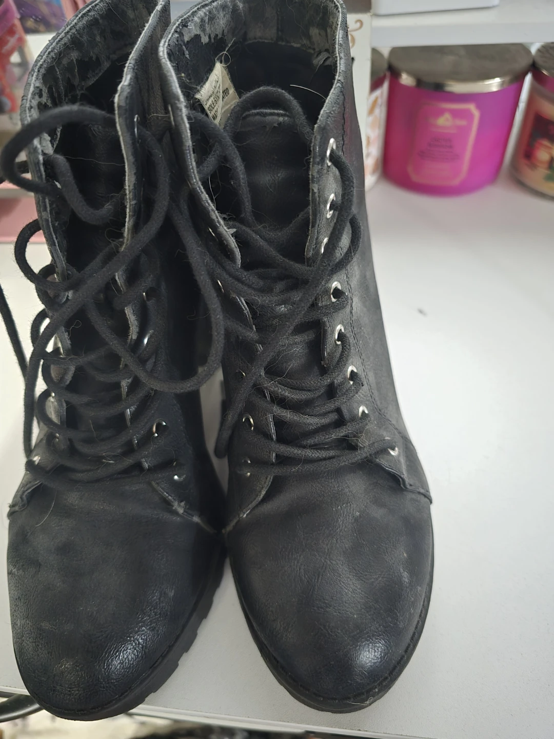 Black Lace-Up Heeled Boots - photo 3