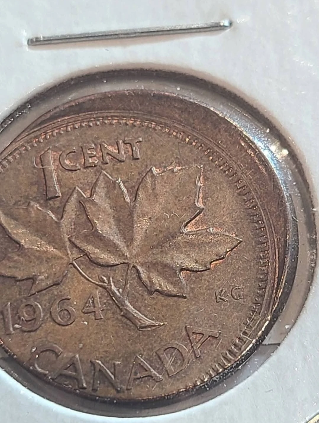 ⚽ rare error  1964 Canadian 1 Cent Coin