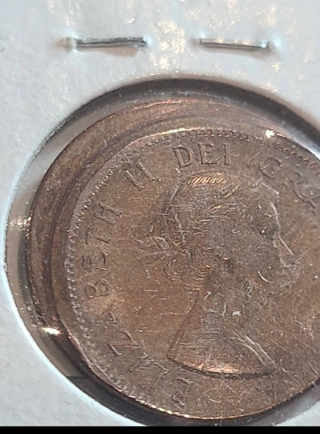 ⚽ rare error  1964 Canadian 1 Cent Coin - photo 2