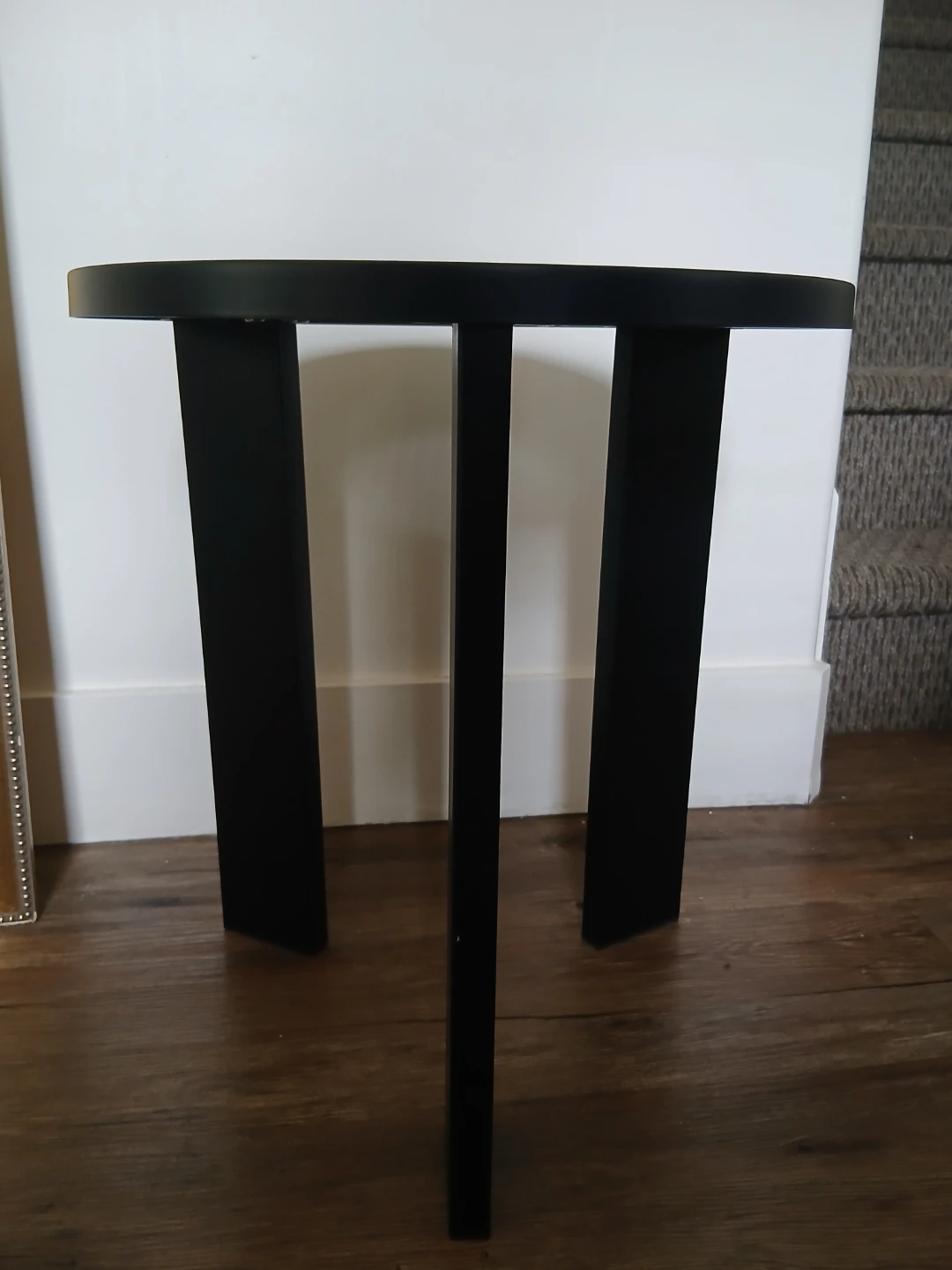 Black Round Accent Table with Cane Inlay - photo 2