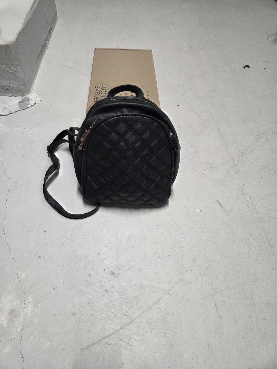 Black Quilted Mini Backpack