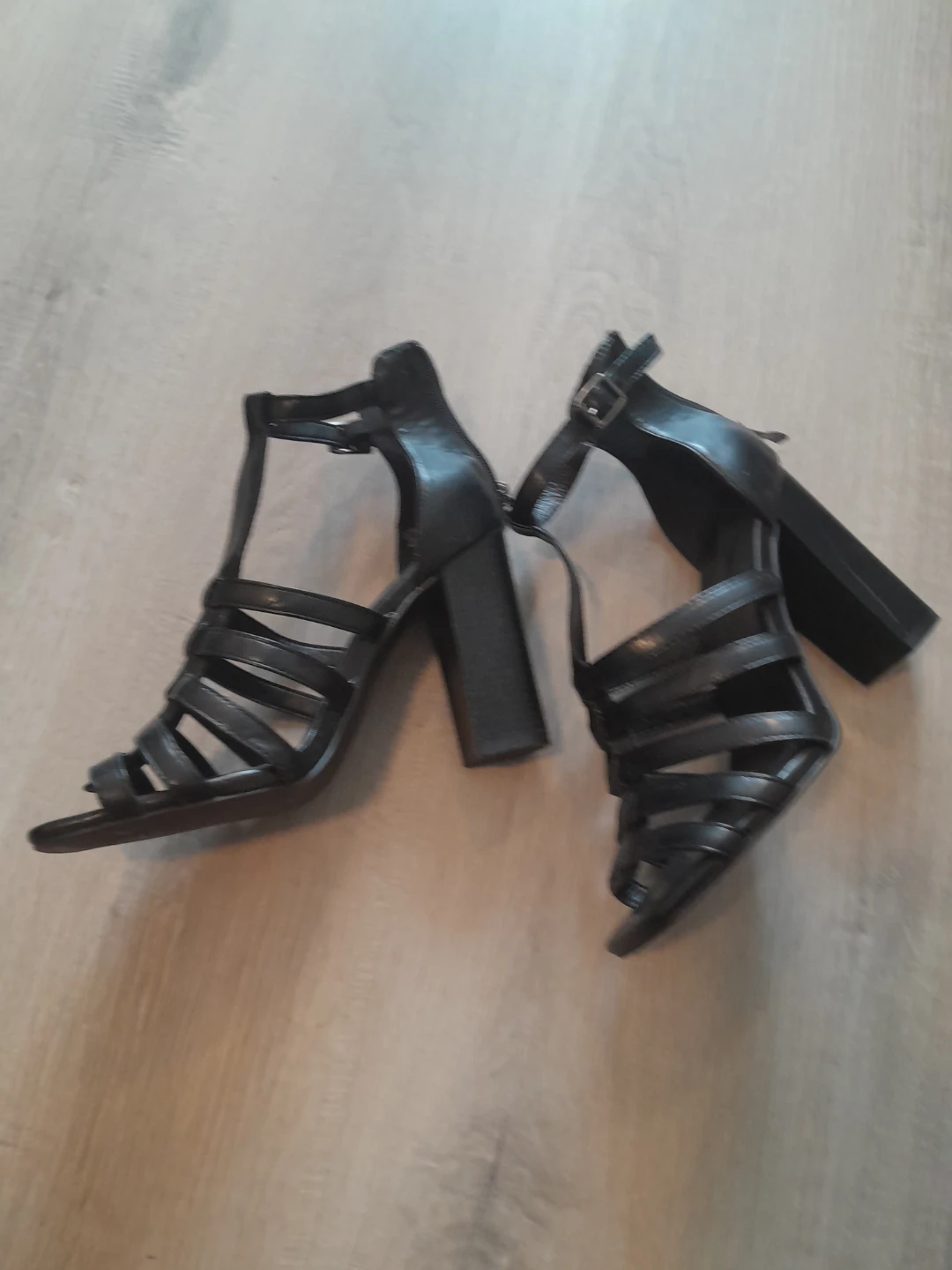 Black Strappy Block Heel Sandals - photo 2