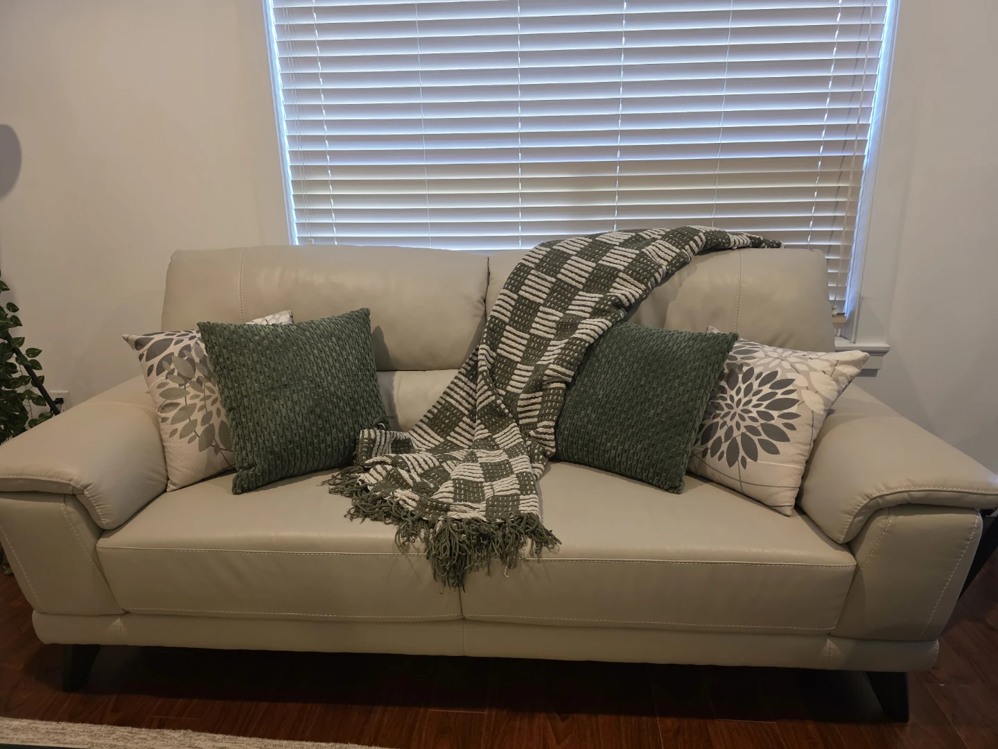 Leather Sofa 3 Seater Beige Color