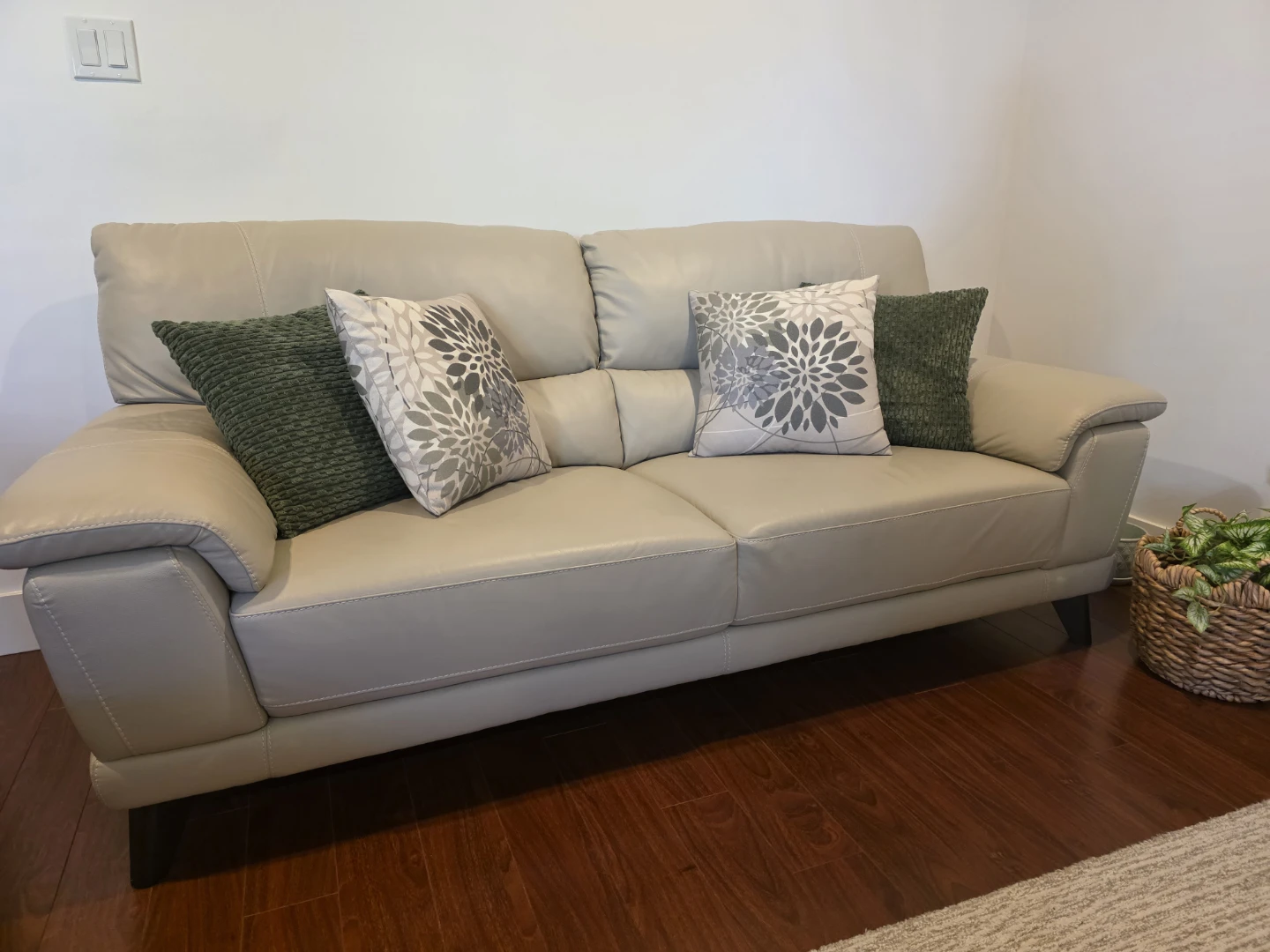 Leather Sofa 3 Seater Beige Color - photo 2