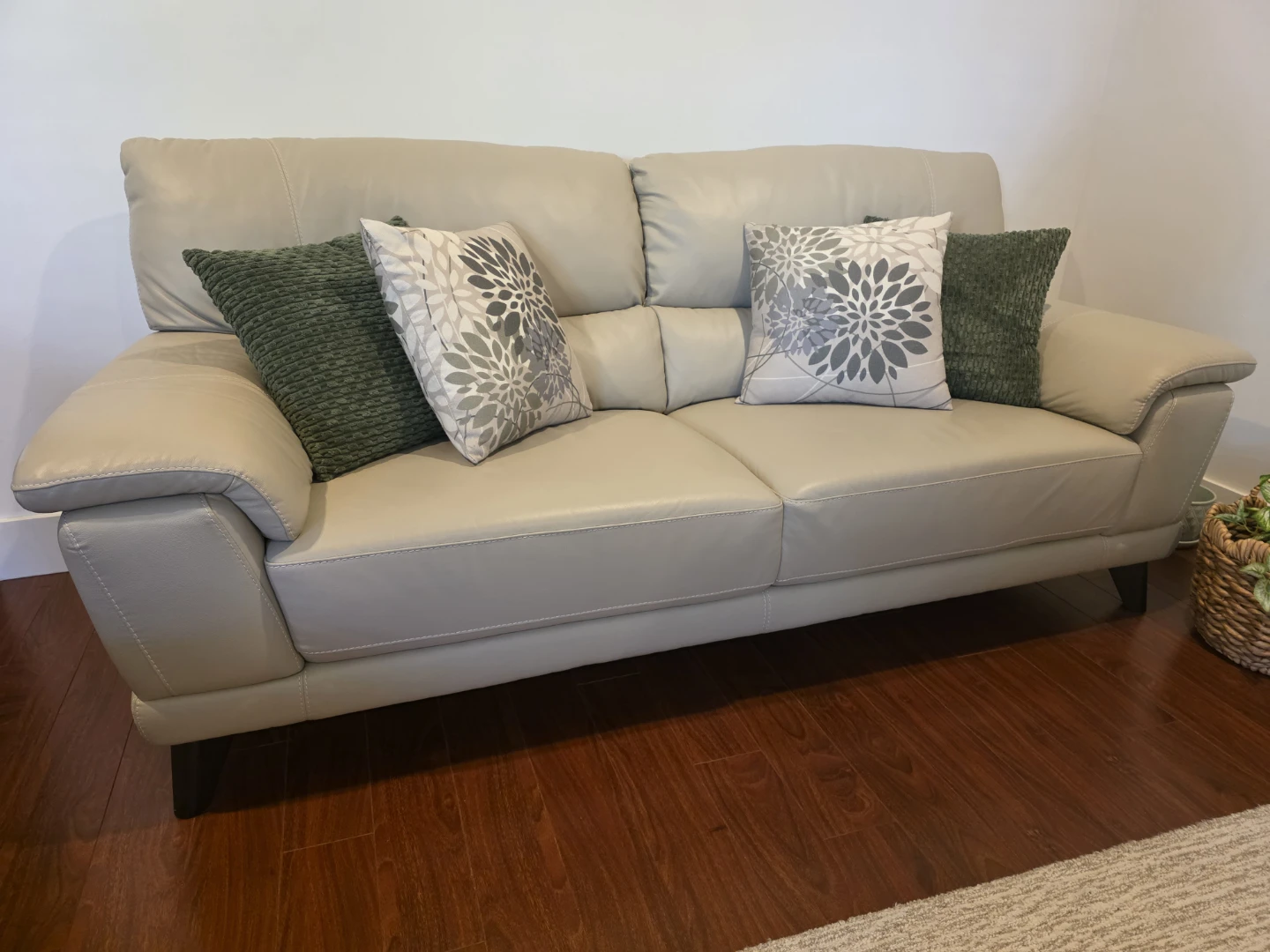 Leather Sofa 3 Seater Beige Color - photo 4