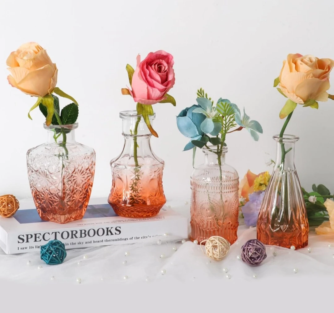 Set of 12 Amber Glass Vases ⚽ - photo 4