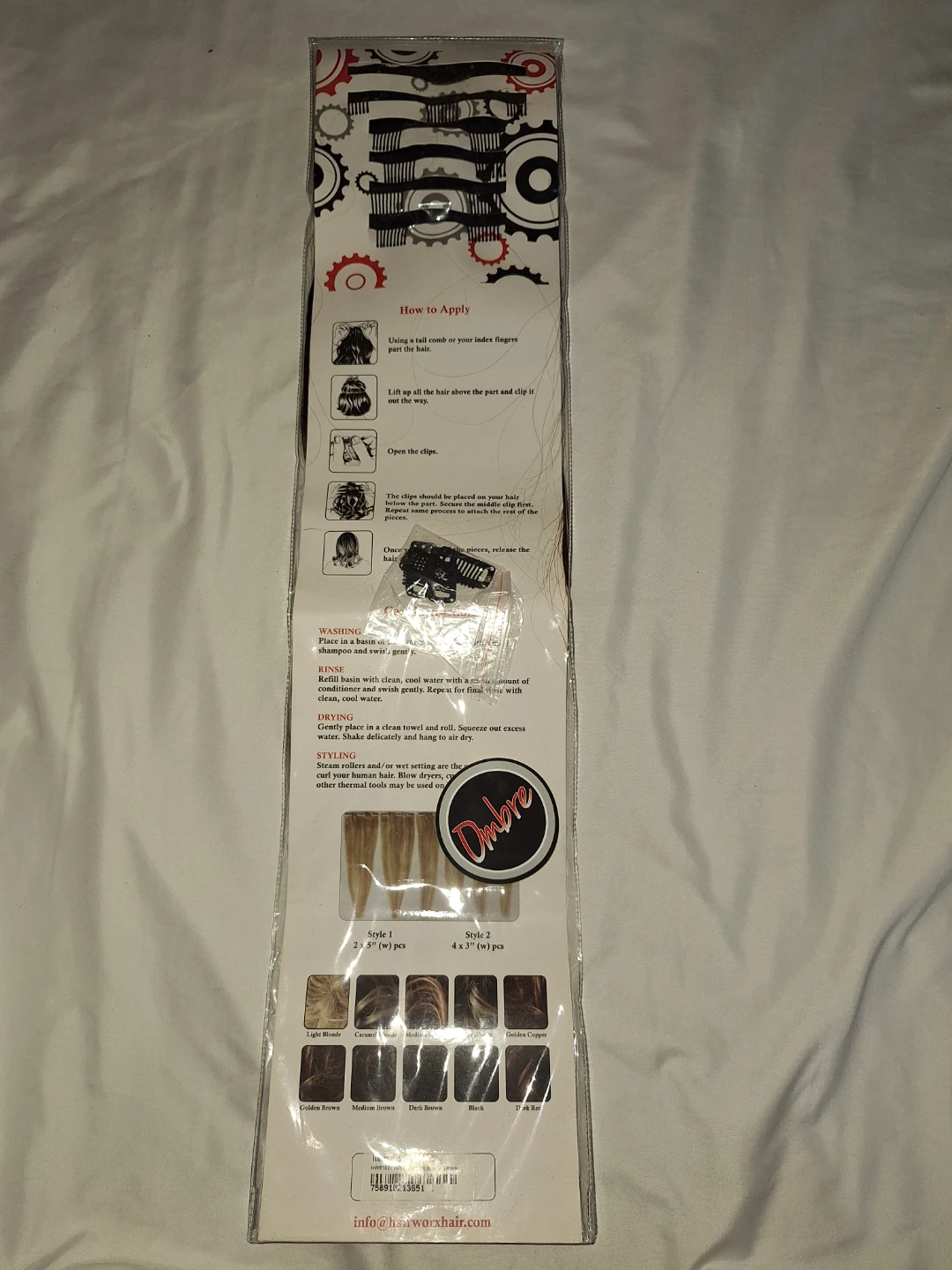 HairWorx 20" Ombre Human Hair Extensions. 8pc Black/Brown. - photo 2