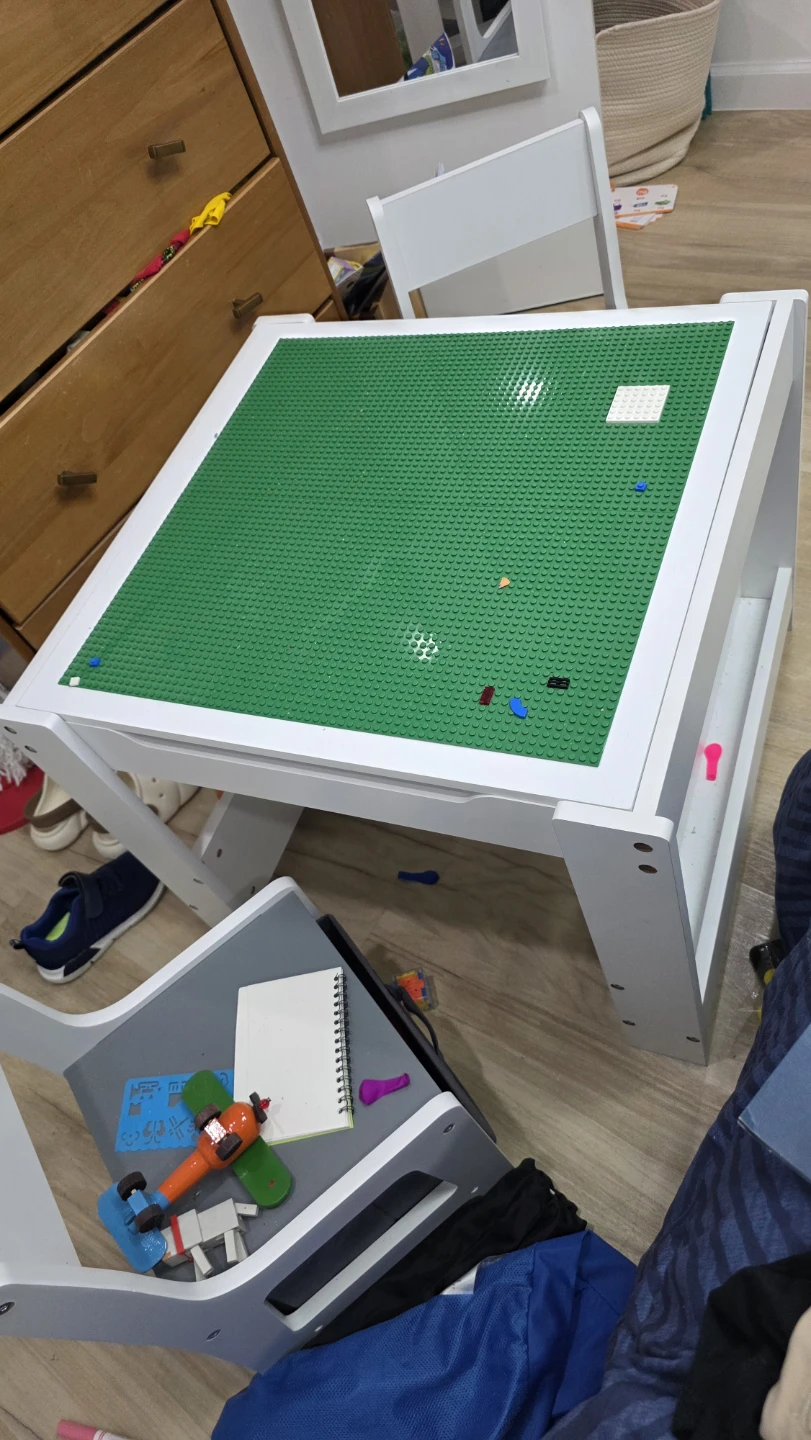 GABHX: Kids Table and Chair Set, 4 in 1 Wooden LEGO table