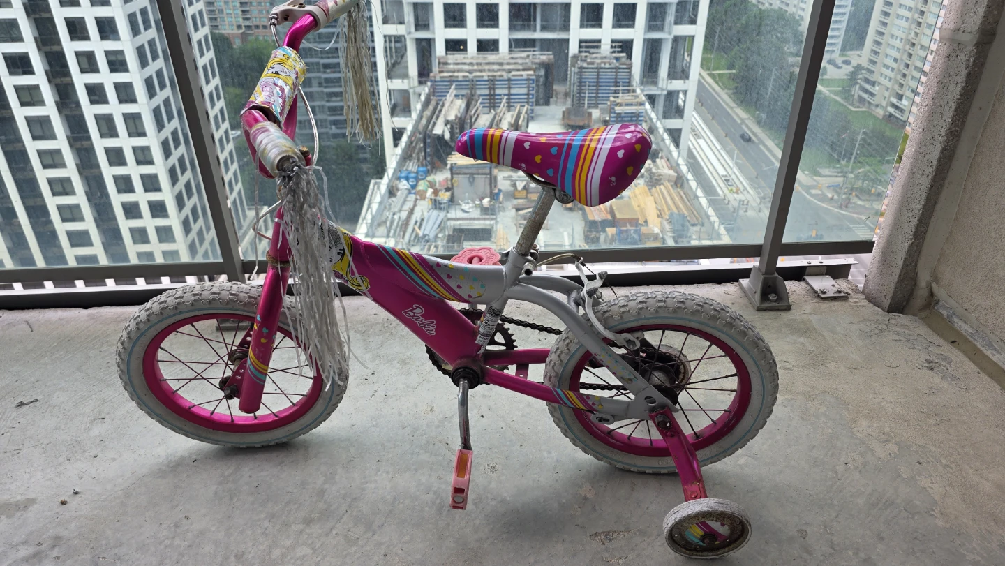 Barbie Pink Kids Bike with Training Wheels