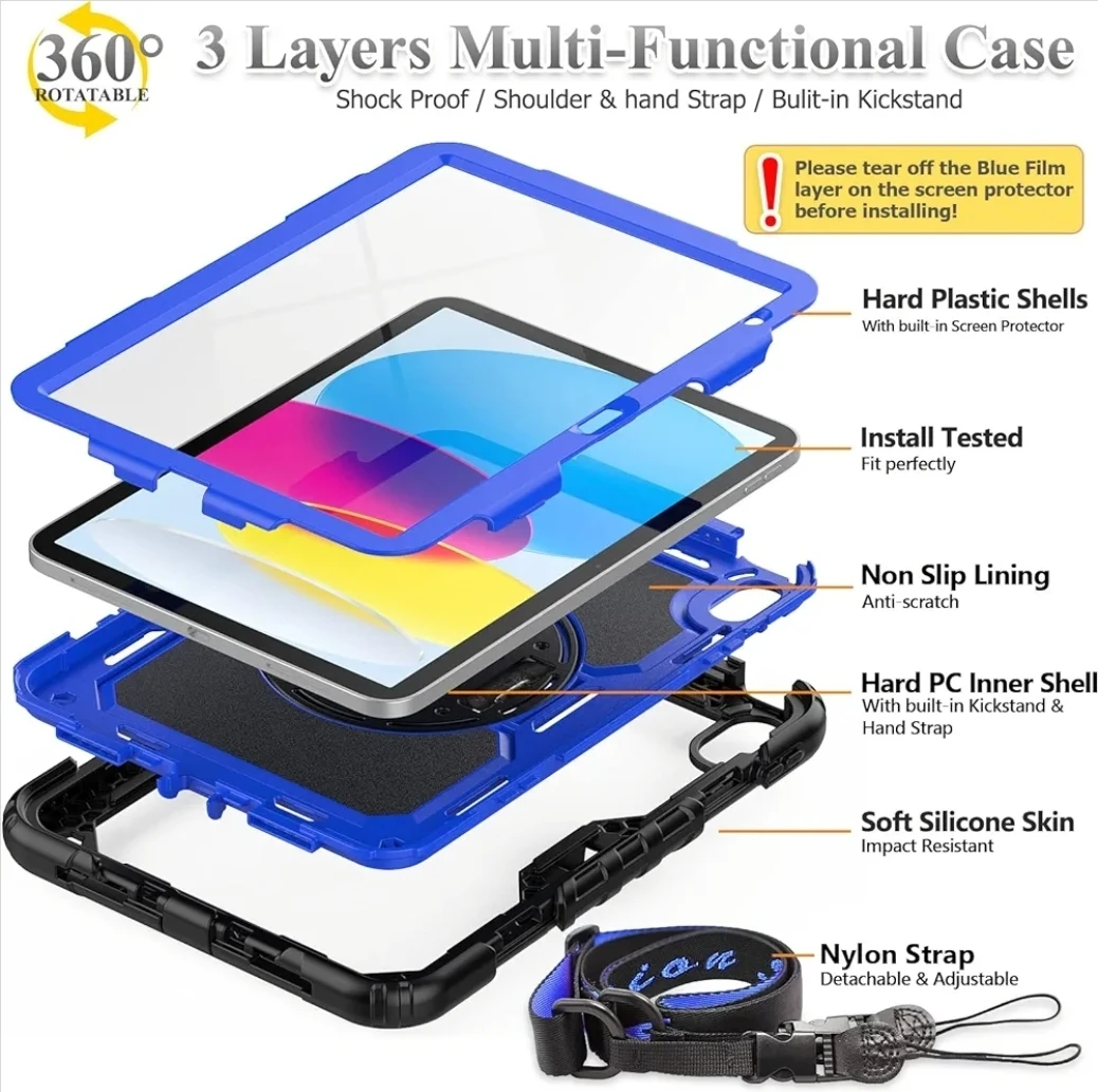 Case for iPad 11th/10th Gen (Blue+Black) - photo 5