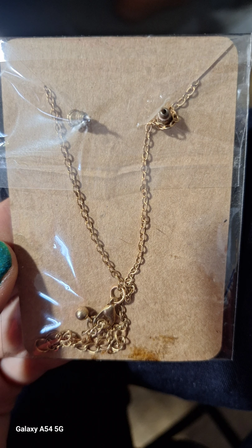 Gold Tone Chain Necklace with Checkered Heart Pendant - photo 2