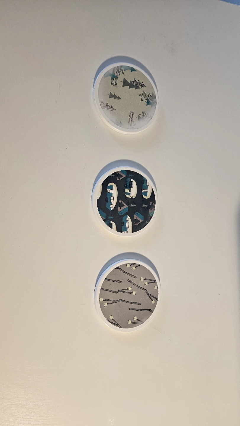 Set of 3 Decorative Coasters with Campers and Trees
