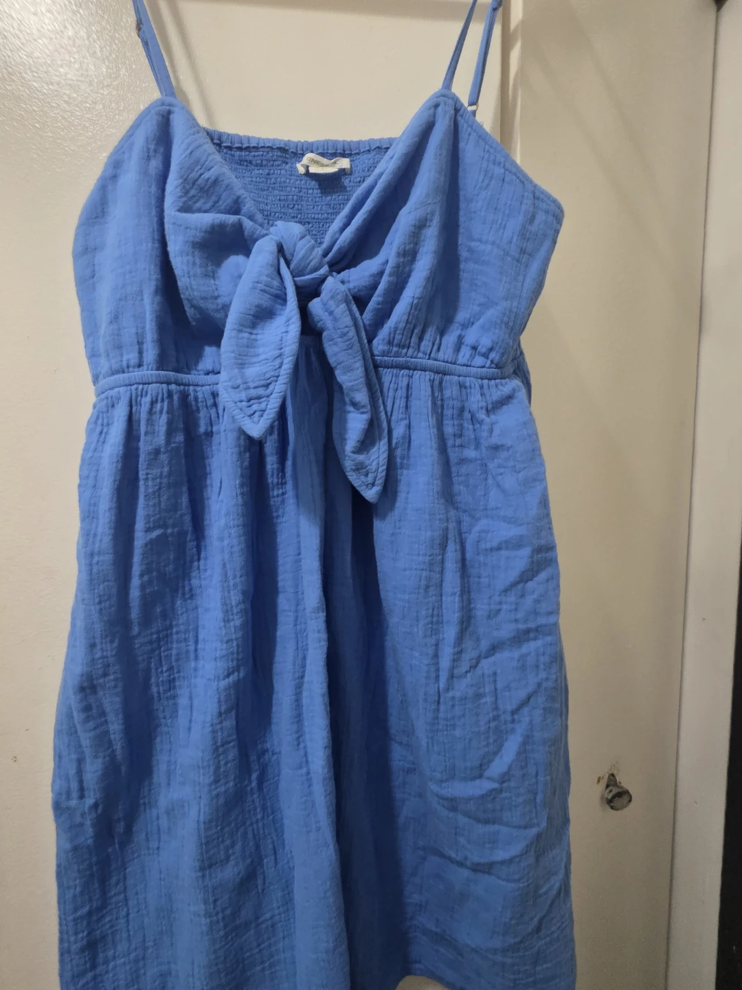 O'Neill Blue Smocked Dress with Tie Front