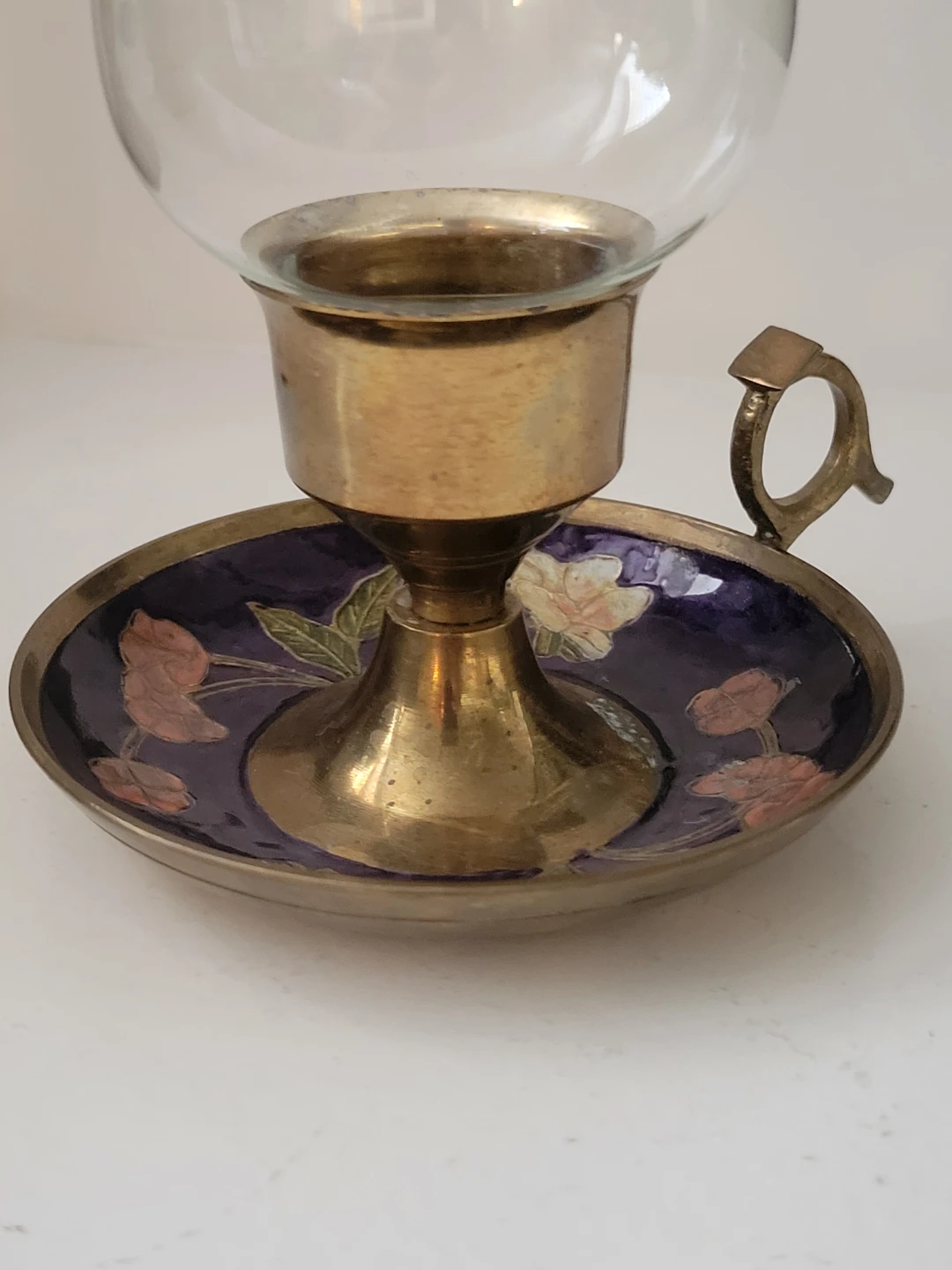 Solid Brass Candlestick with Glass Hurricane Shade.Chamberstick - photo 2