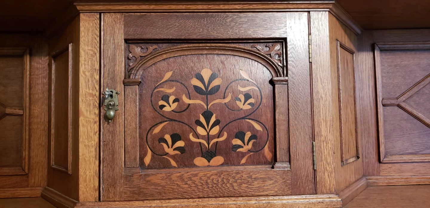 Vintage Oak Wall Shelf with Cabinet - photo 2