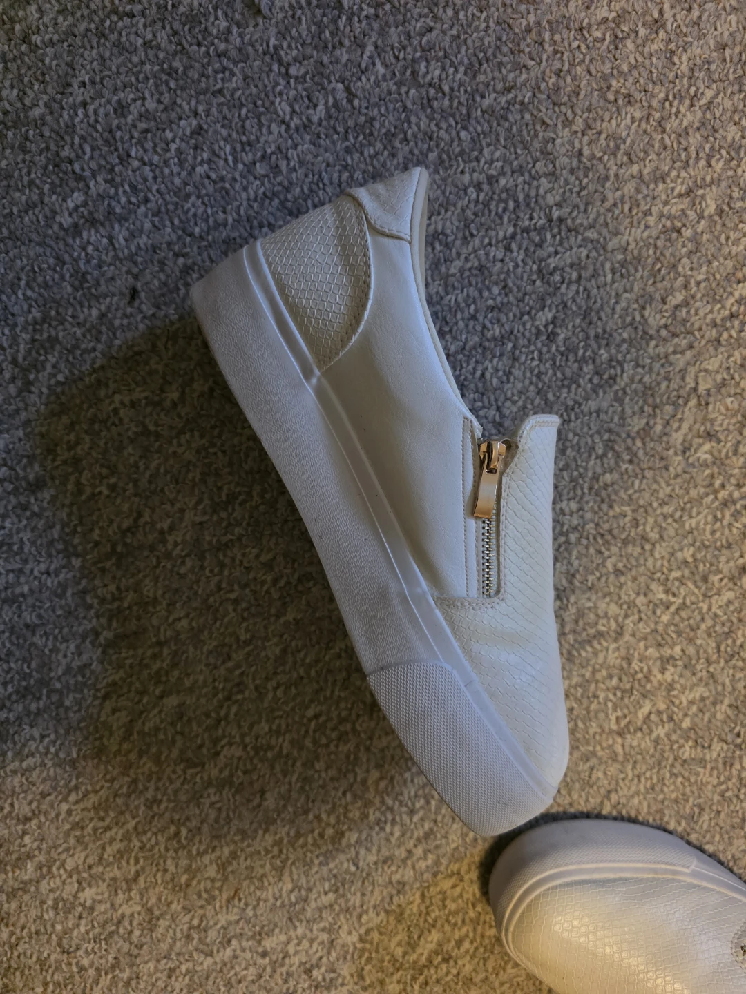 White Slip-On Sneakers with Zippers - photo 2
