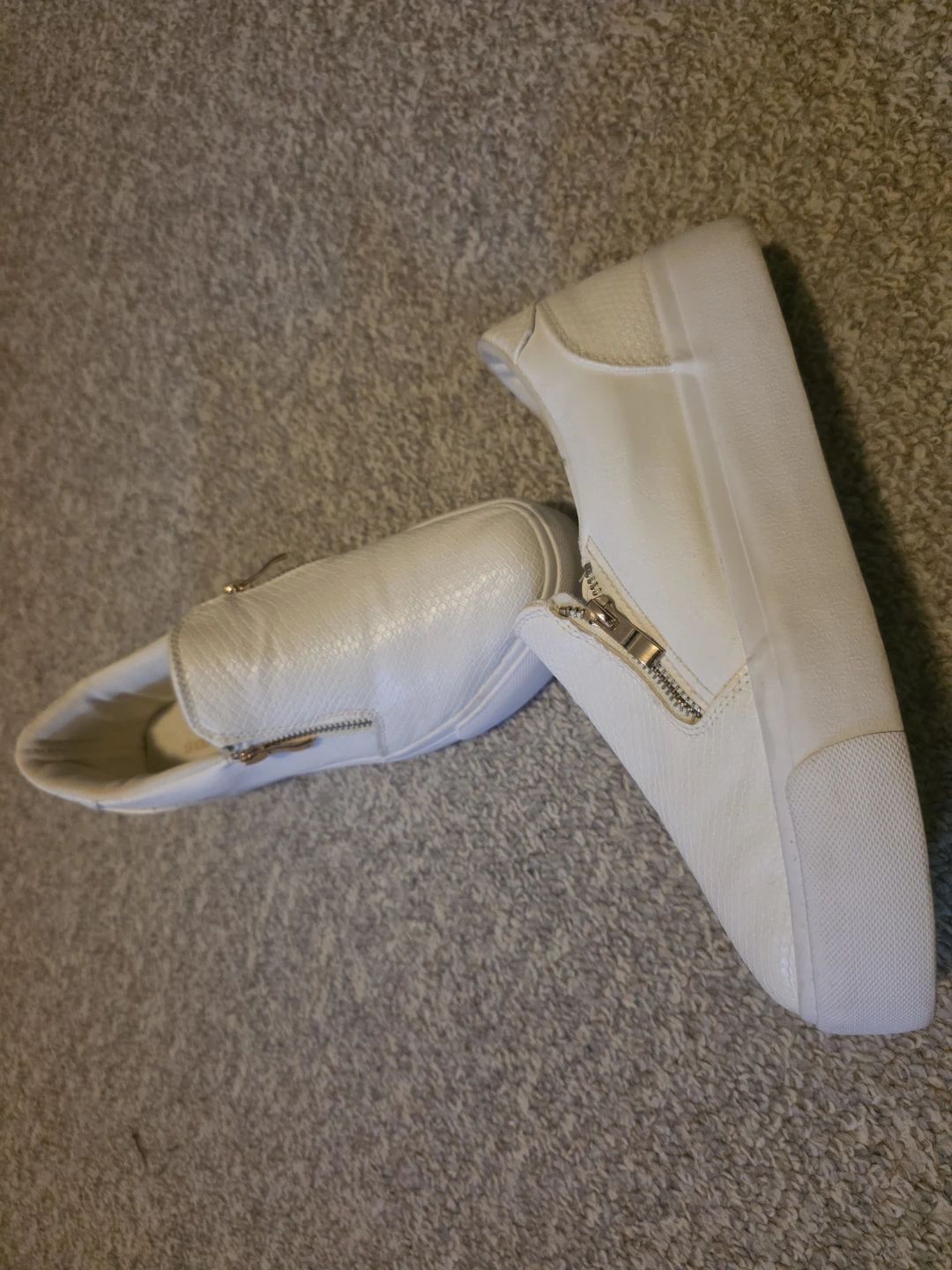 White Slip-On Sneakers with Zippers - photo 3