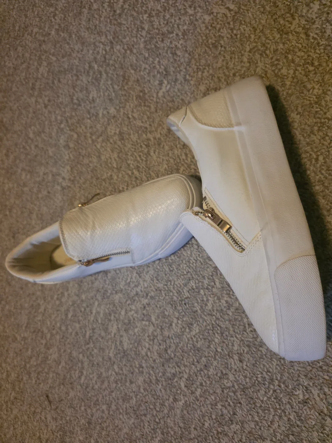White Slip-On Sneakers with Zippers - photo 3
