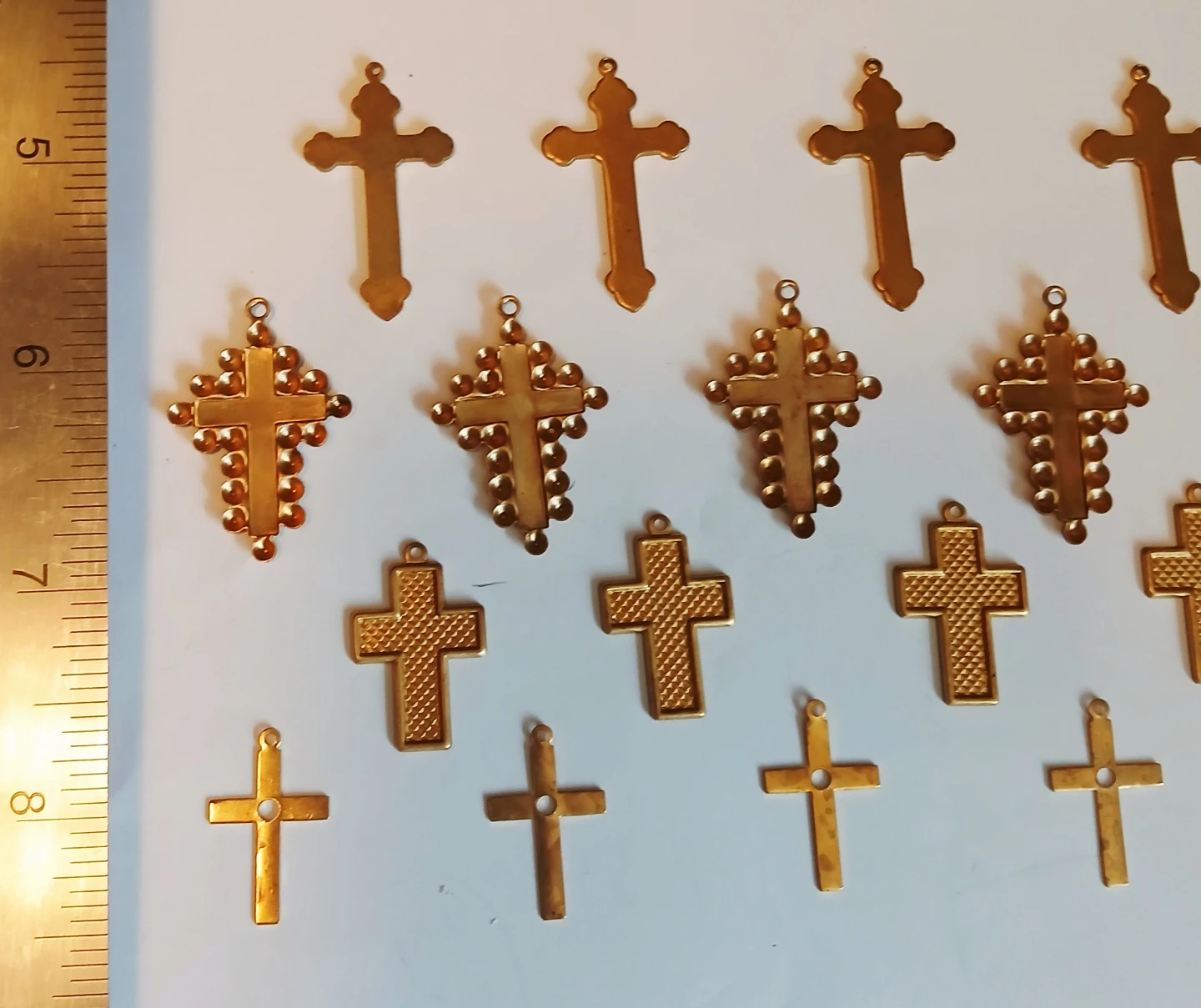 Set of 16 brass Cross Charms for Jewellery Making