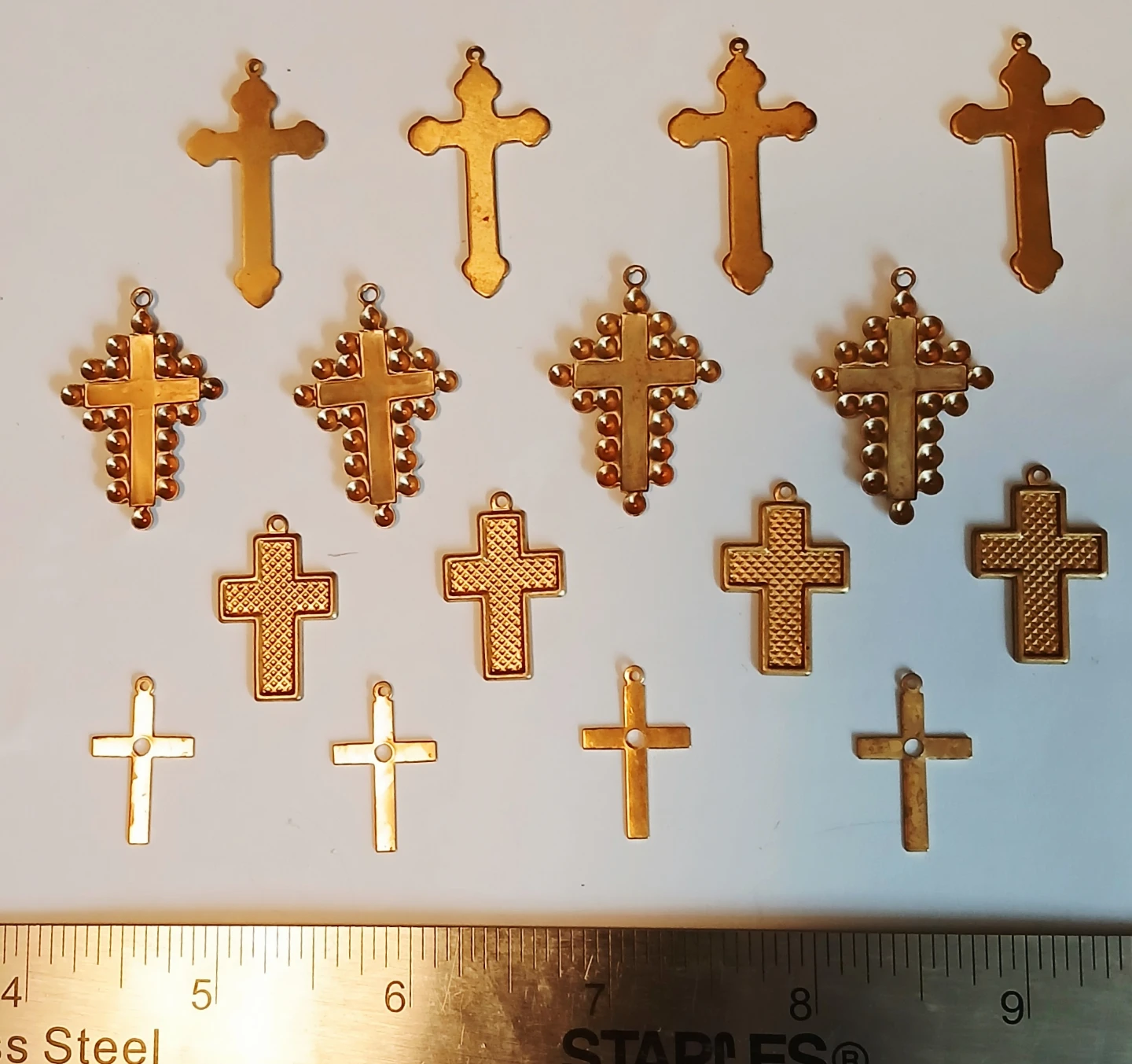 Set of 16 brass Cross Charms for Jewellery Making - photo 3