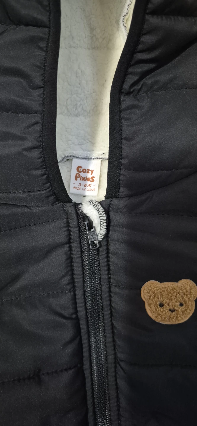 Cozy Pixies Black Hooded Vest with Bear Patch - Size 3T - photo 2