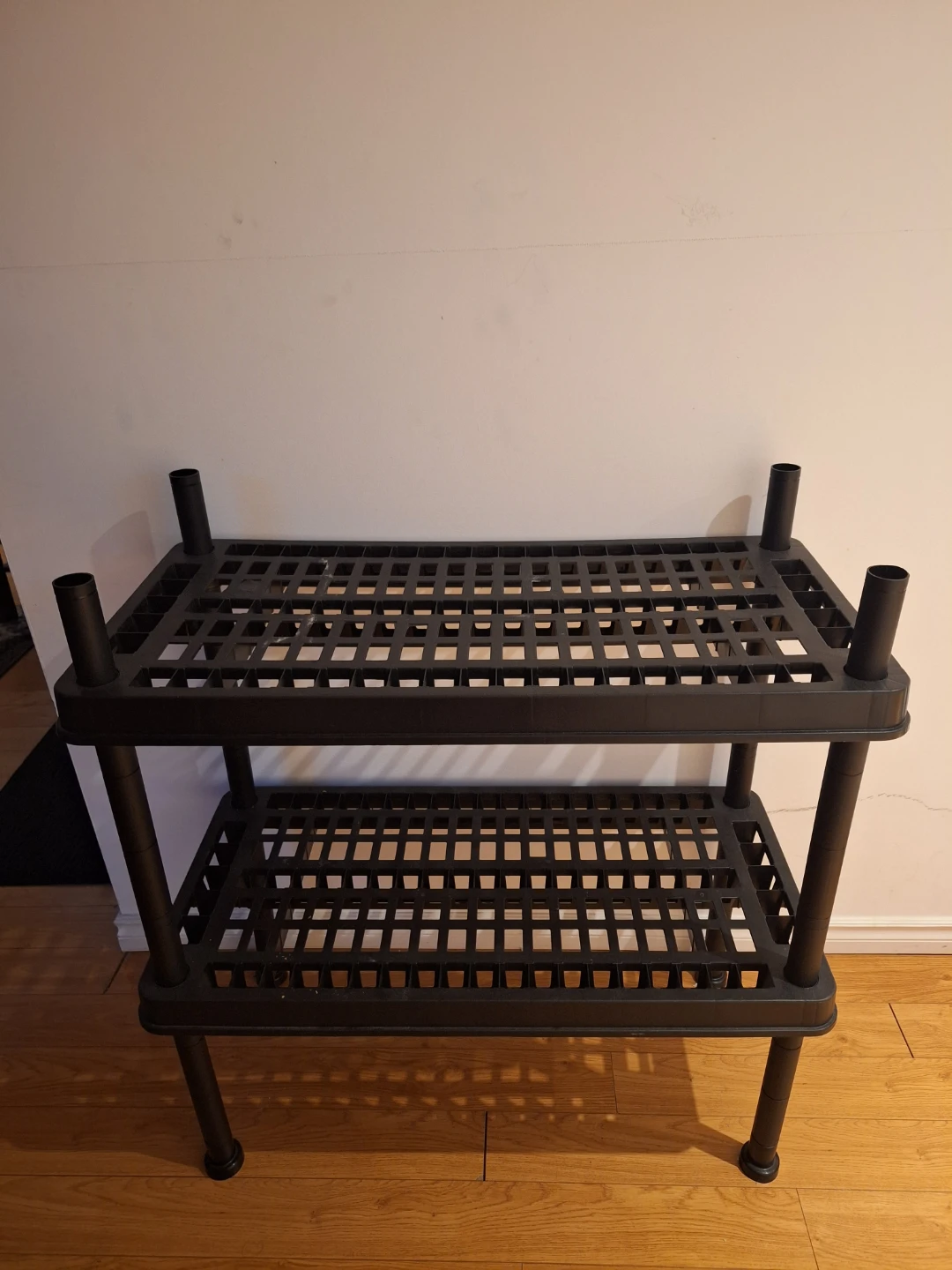 Black 2-Tier Plastic Shelving Unit