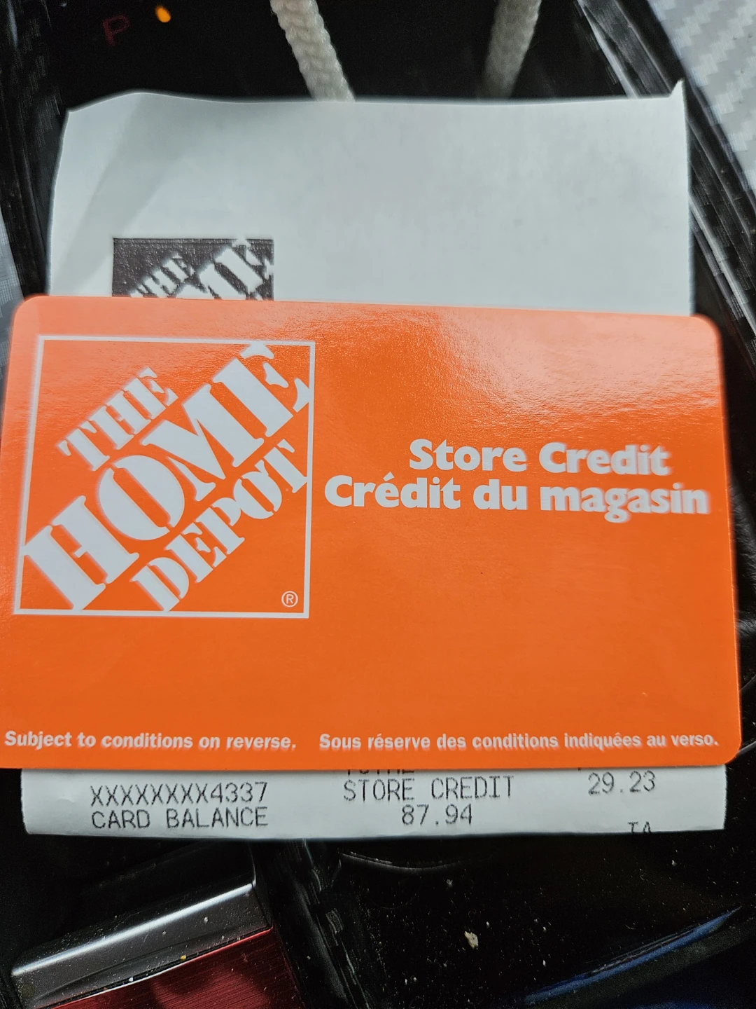 $87.94 The Home Depot Store Credit Card/gift card