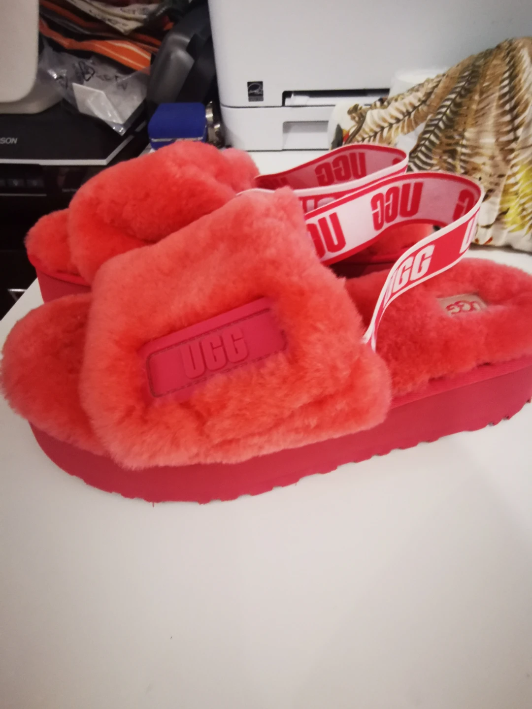 New s10Ugg Fluff Yeah Slide Sandals - Coral - photo 4