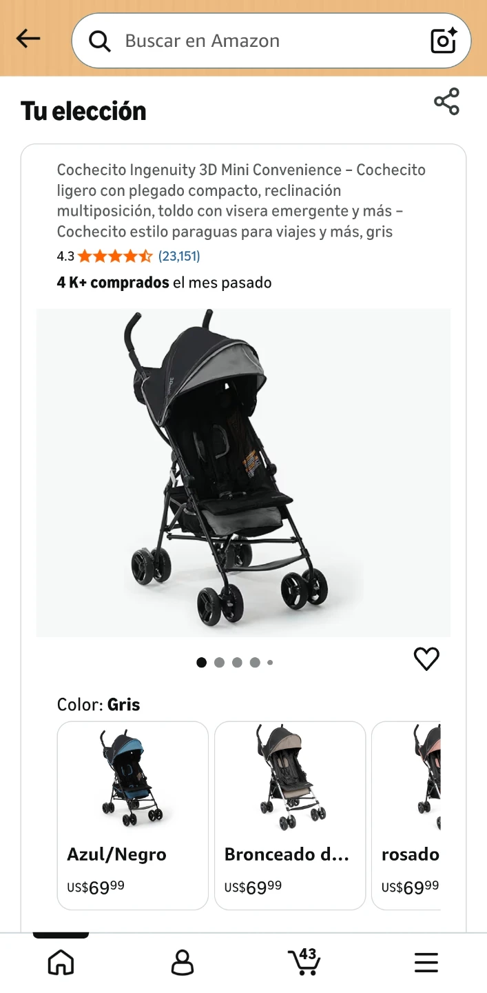Ingenuity 3D Mini Convenience Stroller - Gray