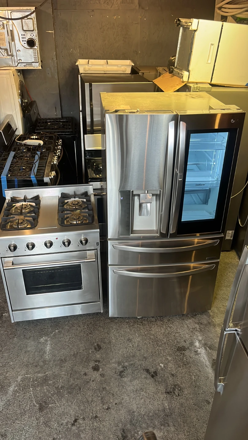 LG Stainless Steel French Door and stove - photo 2