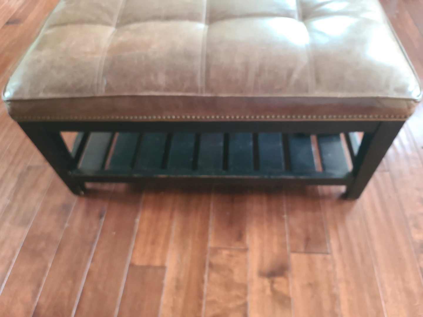 Leather Ottoman w/ removable granite centerpiece