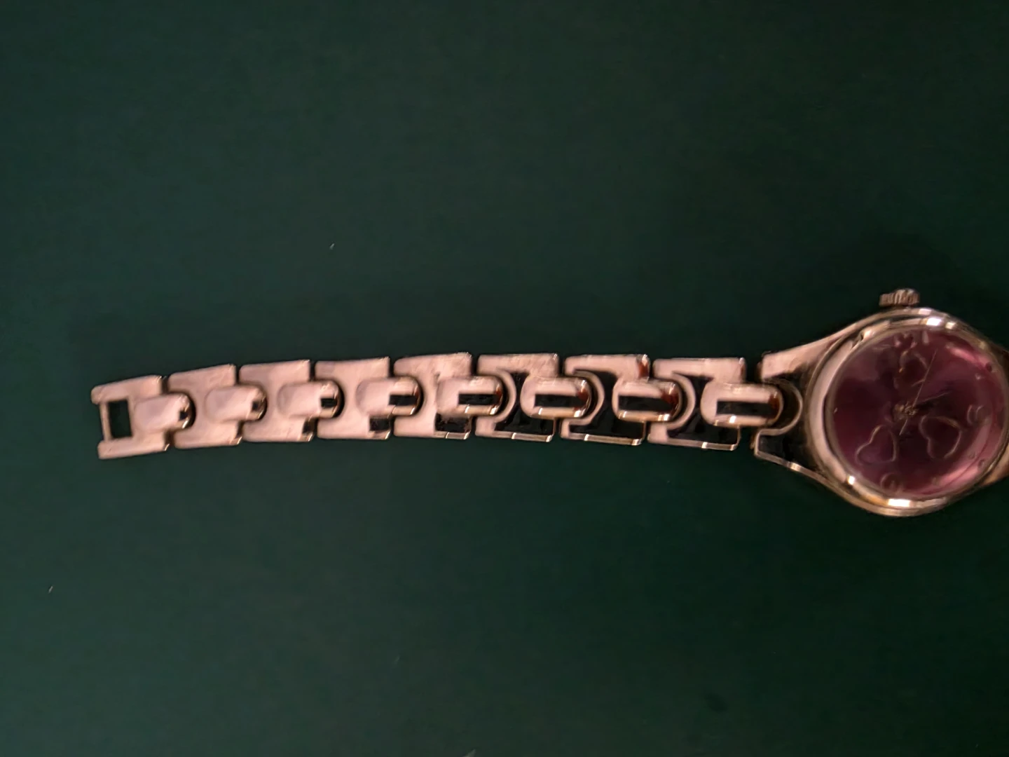 Vintage Advance Women's Quartz Watch Purple Hearts Dial Bracelet - photo 2