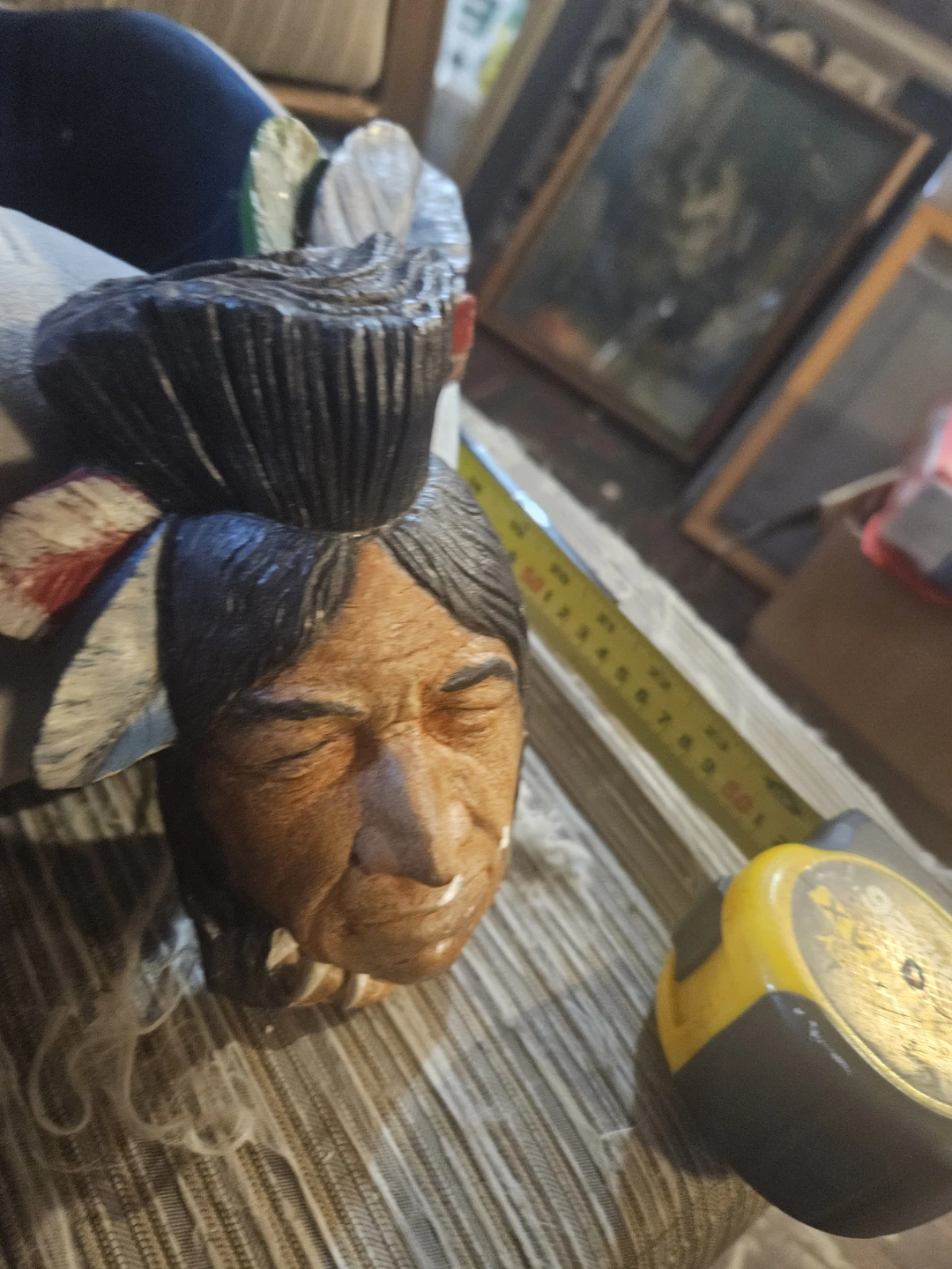 Carved Native American Head Figurine - photo 3