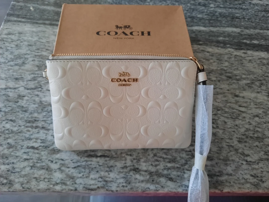 Coach Embossed Signature Wristlet with Box