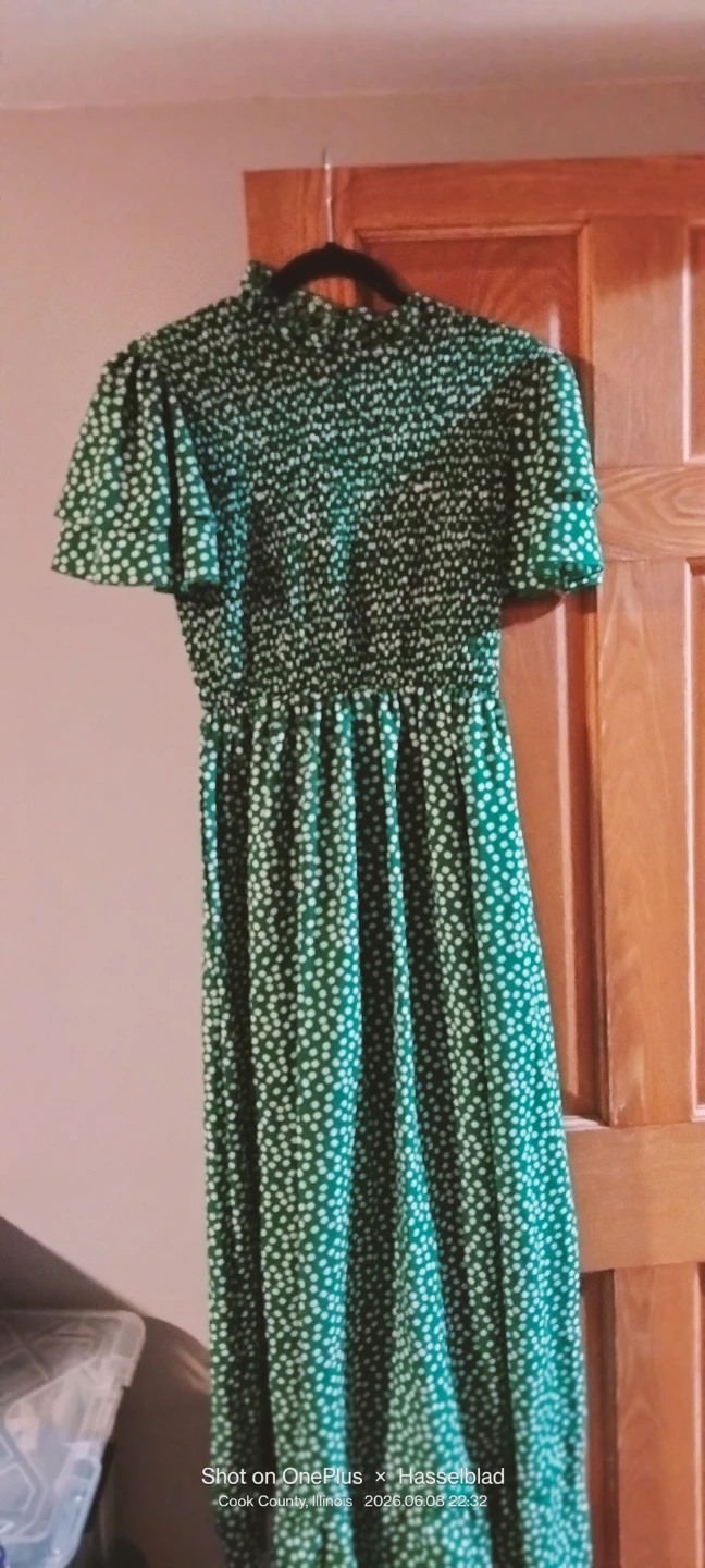 Green Floral Print Maxi Dress -size L