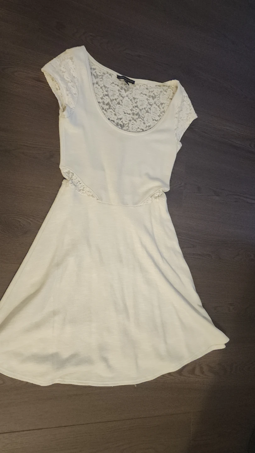 Women's Cream Lace Detail Mini Dress- XS