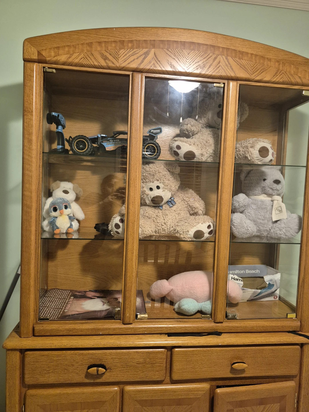 Dinning table with 6 hairs and a hutch