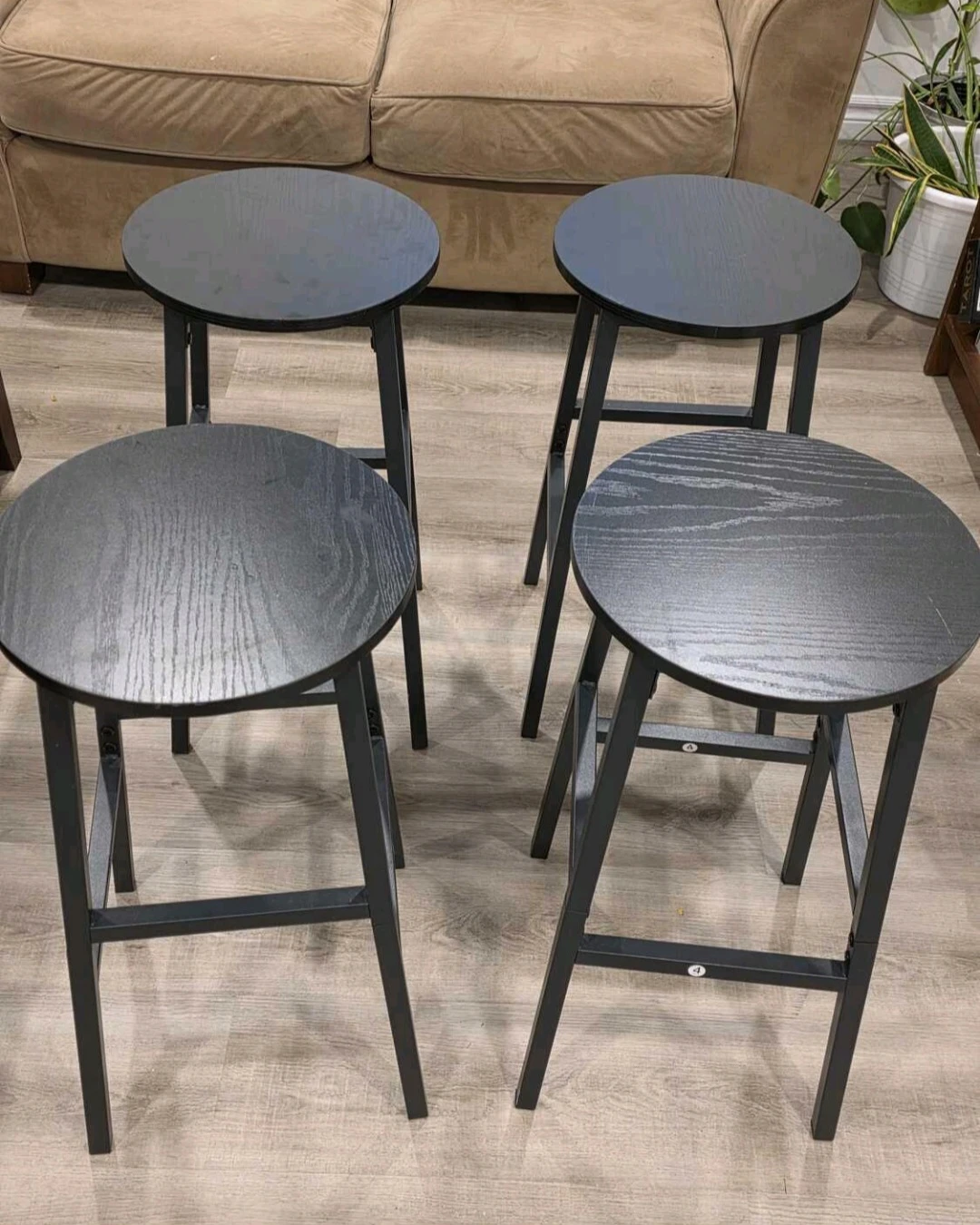 Set of 4 Black Bar Stools