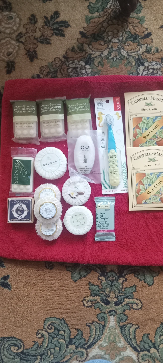 Assorted Soaps, Shoe Cloths & Toothbrushi