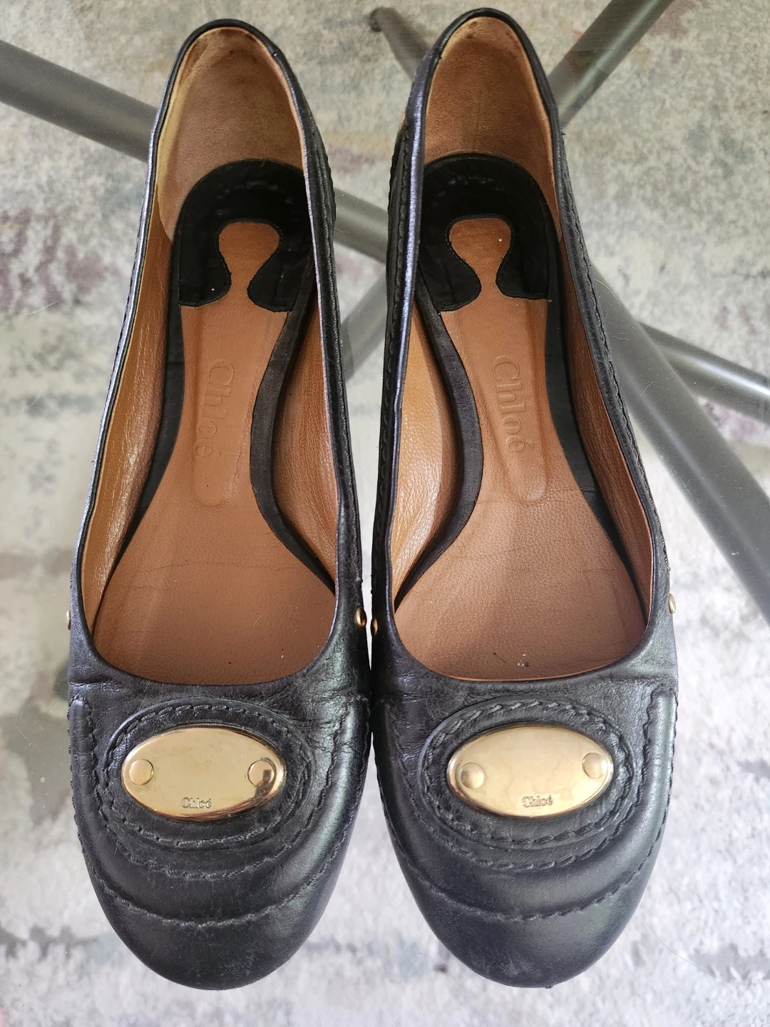 Chloe Black Leather Ballet Flats