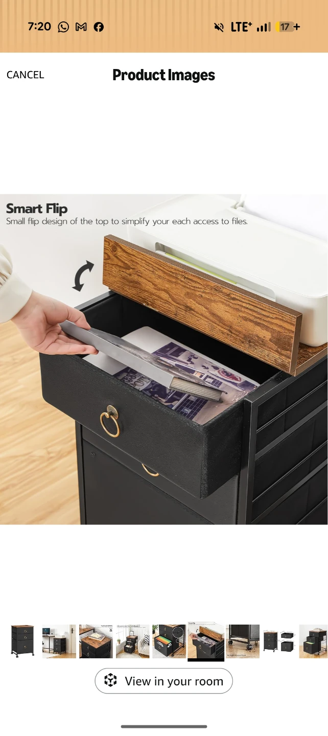 3-Drawer Rolling Filing Cabinet - photo 2