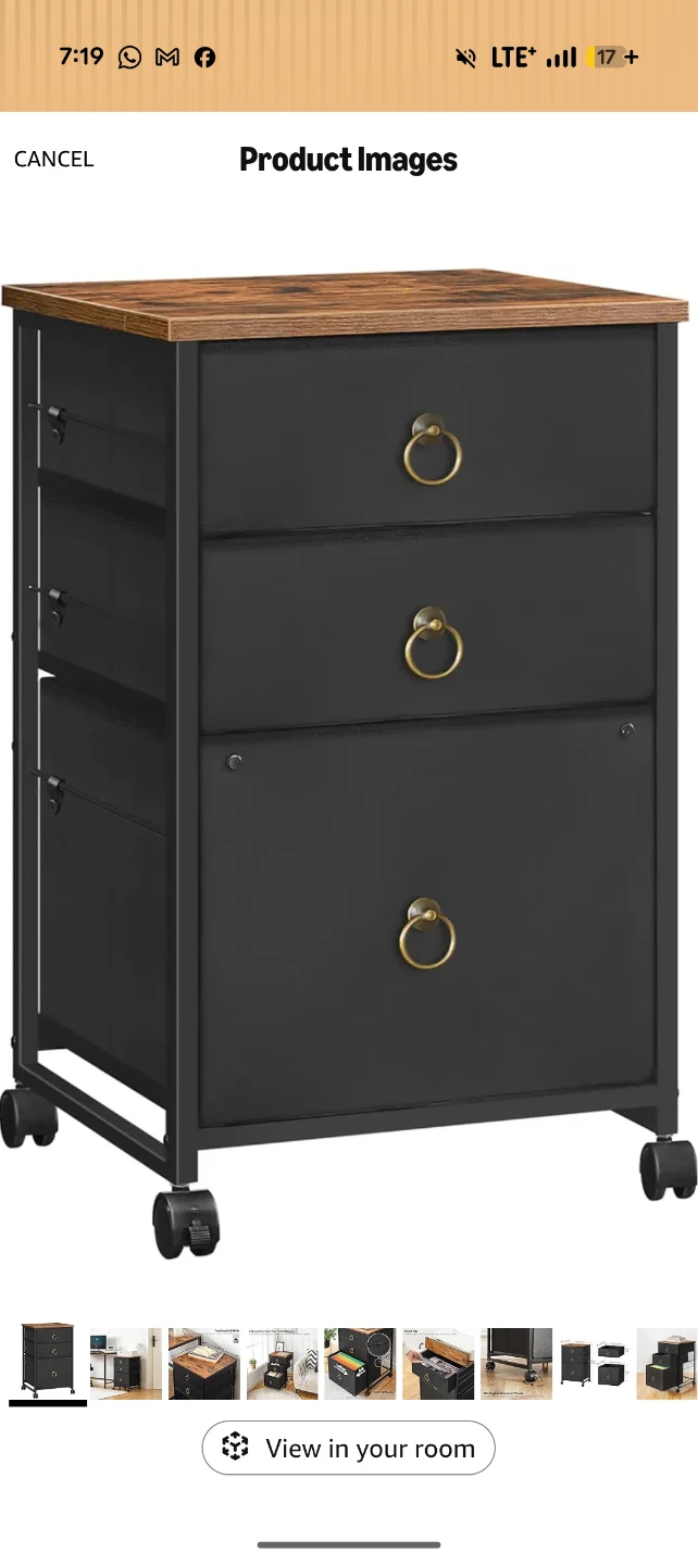 3-Drawer Rolling Filing Cabinet - photo 4