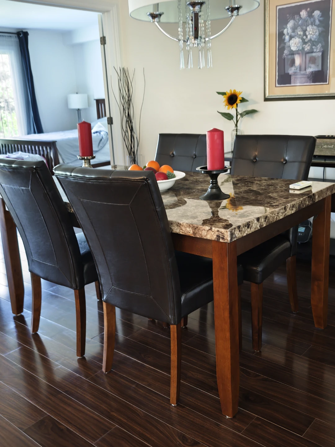 Moving Sale - Marble top dining table with 4 chairs