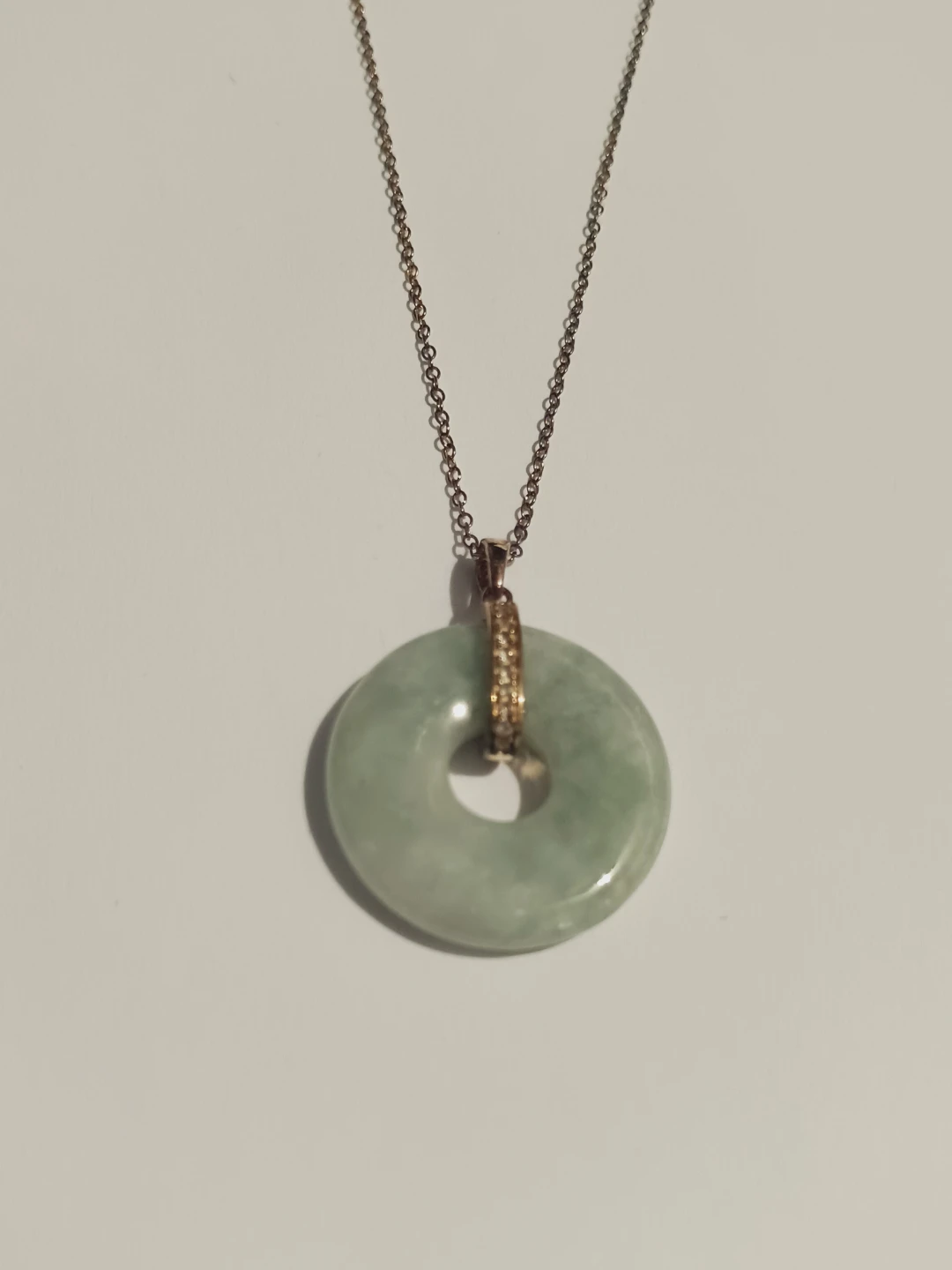 18 Karat Gold Overlay Sterling Silver 925 Jade Pendant Necklace - photo 3