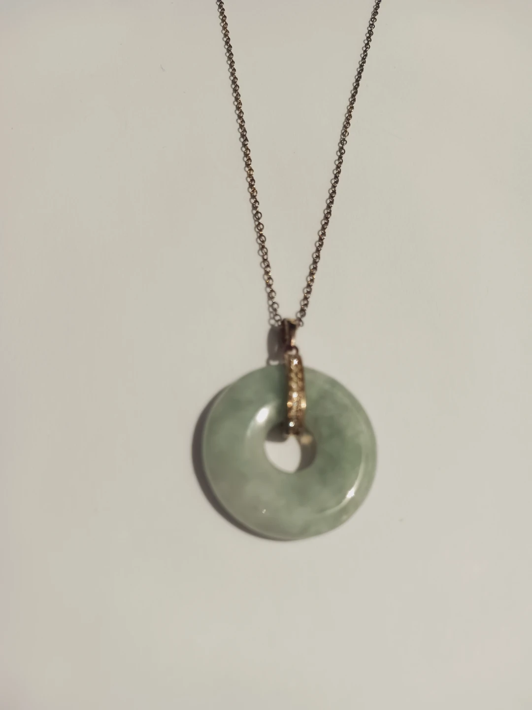 18 Karat Gold Overlay Sterling Silver 925 Jade Pendant Necklace - photo 4