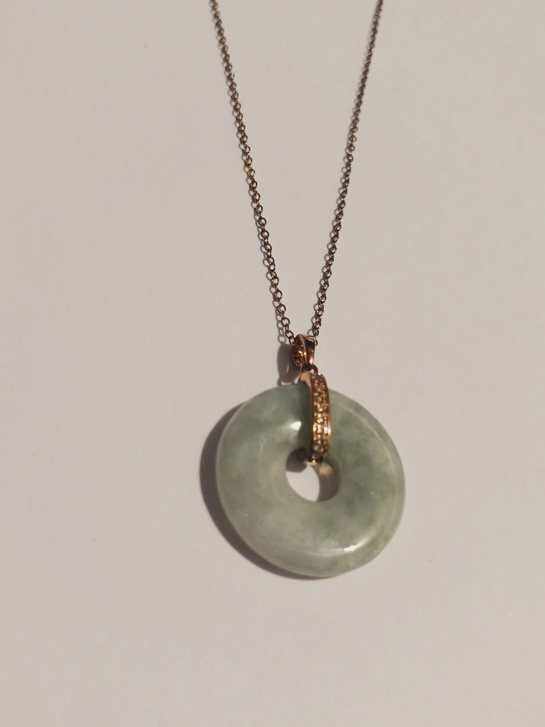 18 Karat Gold Overlay Sterling Silver 925 Jade Pendant Necklace - photo 5