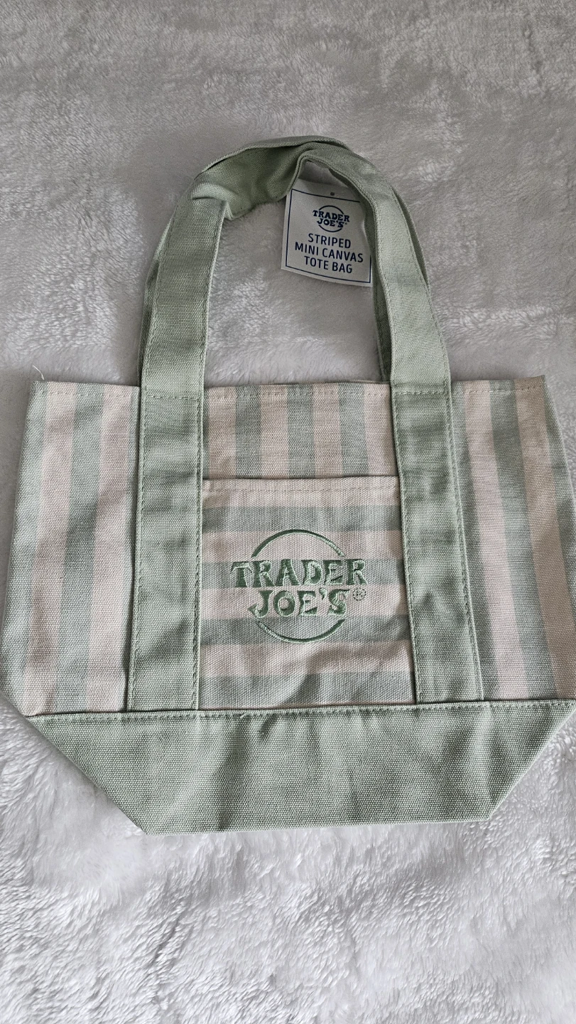Trader Joe's Striped Mini Canvas Tote Bag (Green) ⚽