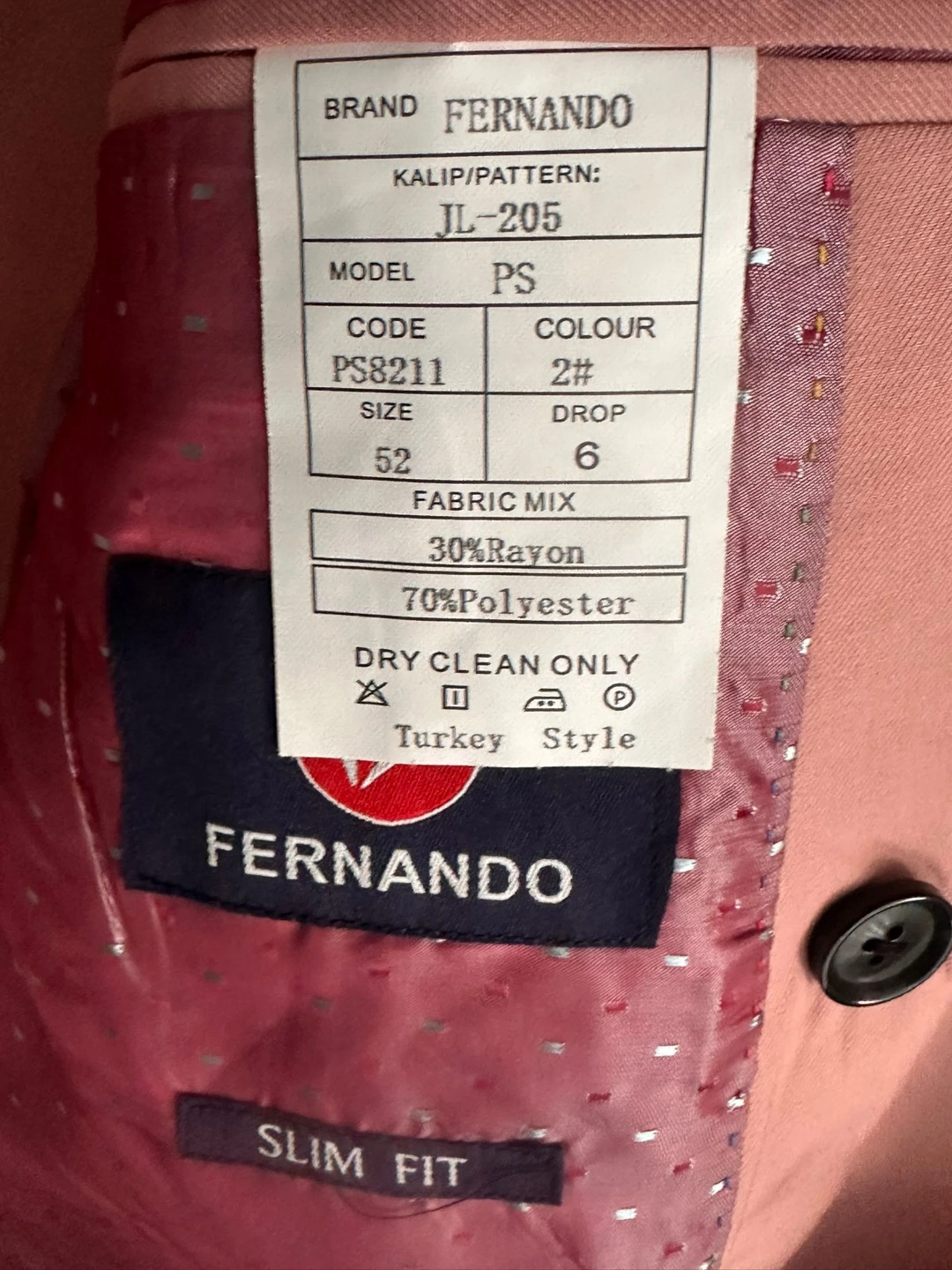 Fernando Double-Breasted Pink Suit - Size 52 - photo 2